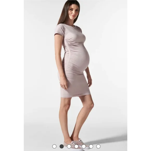 Blanqi Everyday Cap Sleeve Maternity Dress - Frosty Pink - Picture 2 of 9